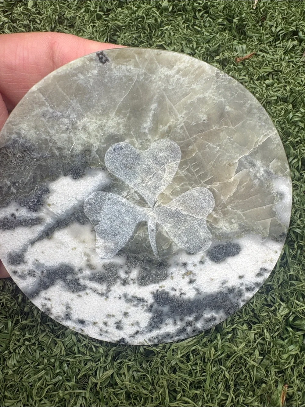 7 Connemara Marble Shamrock Irish Clover Circular Coasters From Ireland